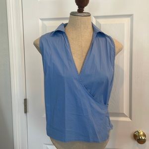 Eddie Bauer sleeveless shirt wrap blue women’s size XS